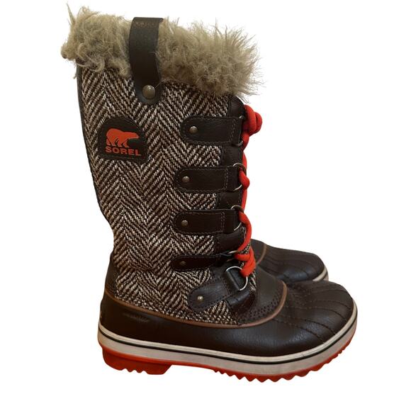 Sorel Tofino Tall Herringbone Fur Winter Boots Women's Sz 6.5 - Picture 1 of 11